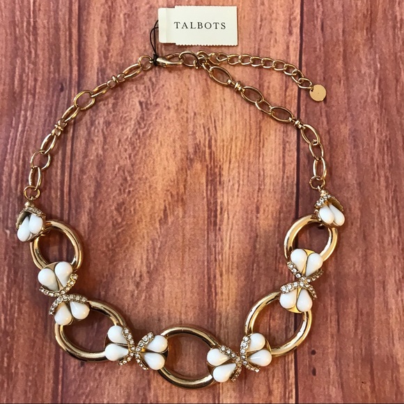 NWT Talbots Gold Butterfly Cabochon Necklace - Picture 5 of 7